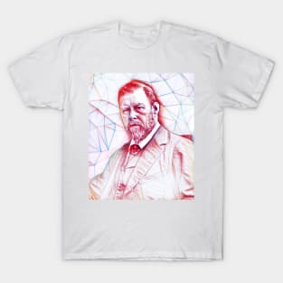 Bram Stoker Portrait | Bram Stoker Artwork Line Art T-Shirt